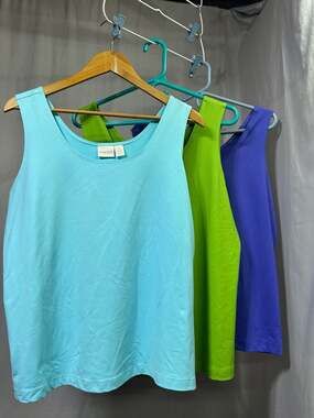 Chico's Size 3 Ribbed Cotton Blend Scoop Neck Tank Top Essentials